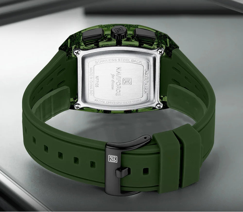 Relógio Masculino NAVIFORCE NF7105 Cronógrafo Quartz Silicone 42 mm