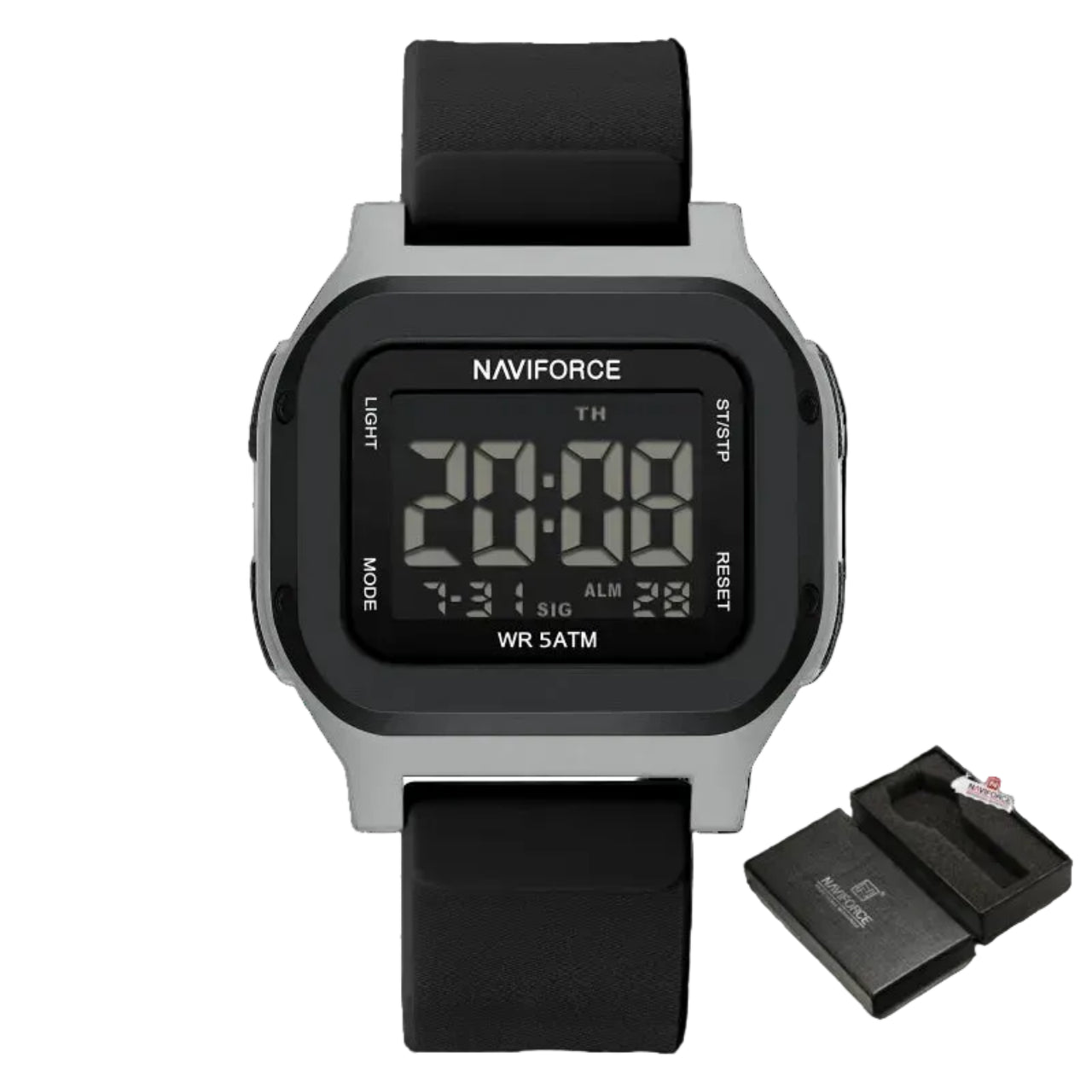 Relógio Masculino Naviforce NF7137 Dual Display Retangular Esportivo