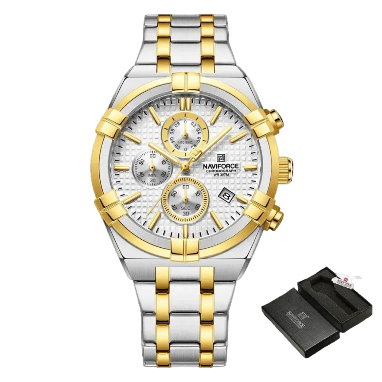 Relógio Masculino Naviforce NF8042 Quartzo Aço Inoxidável Luxo