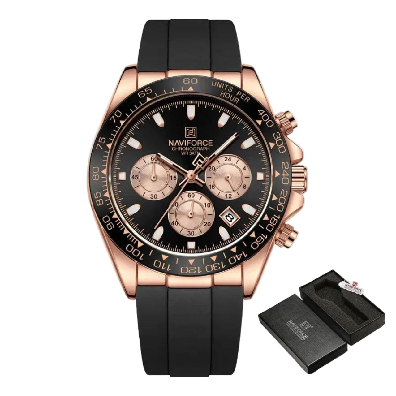 Relógio Masculino Naviforce NF8054 Quartzo Cronógrafo Silicone Luxo