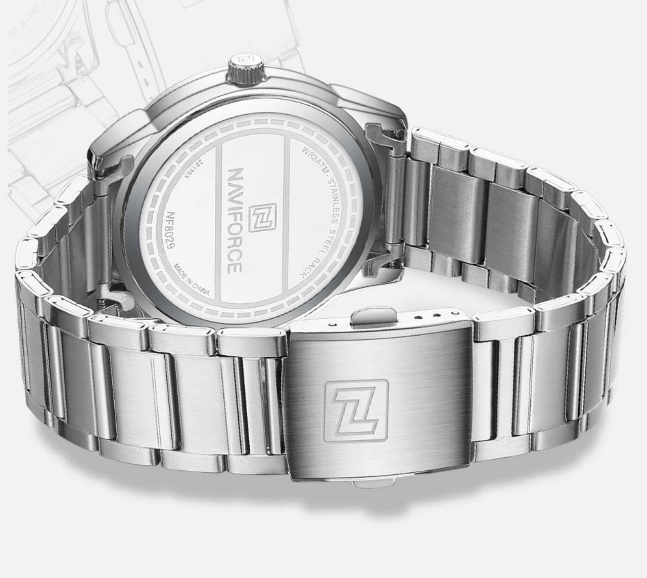 Relógio Masculino NAVIFORCE Quartz em Aço Inoxidável 42 mm