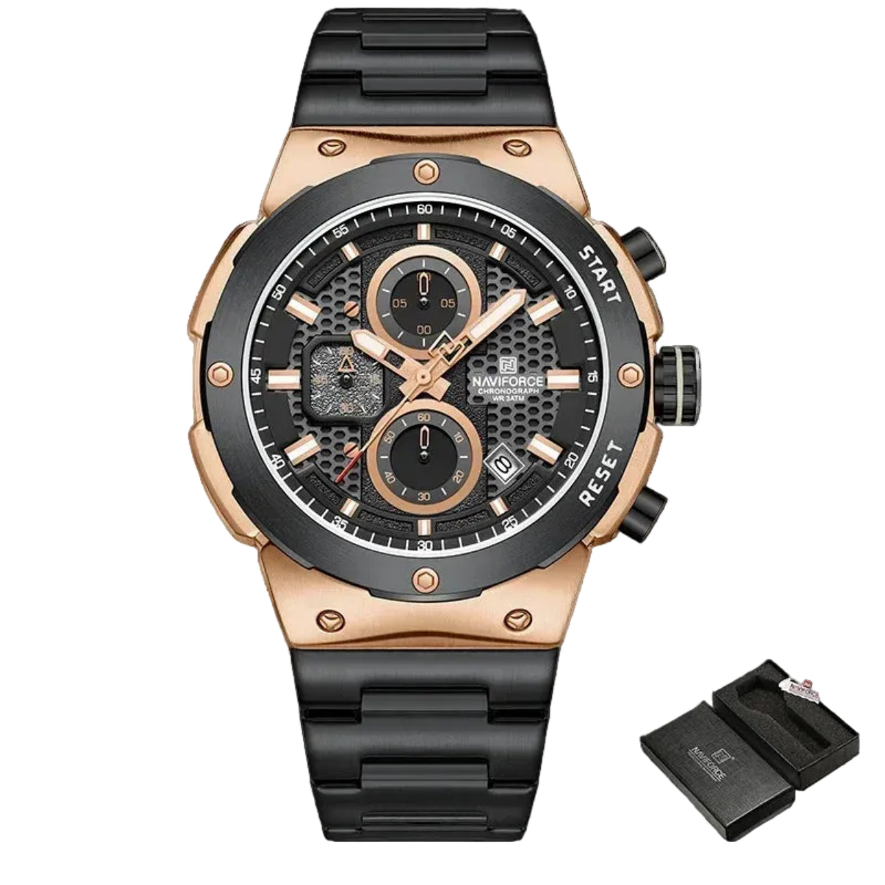 Relógio Masculino NAVIFORCE NF8072 Cronógrafo Quartz Aço 43 mm