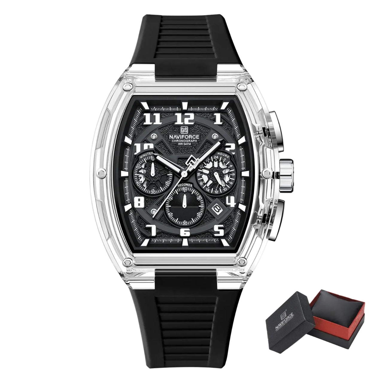 Relógio Masculino NAVIFORCE NF6118 Dual Display Esportivo 46 mm