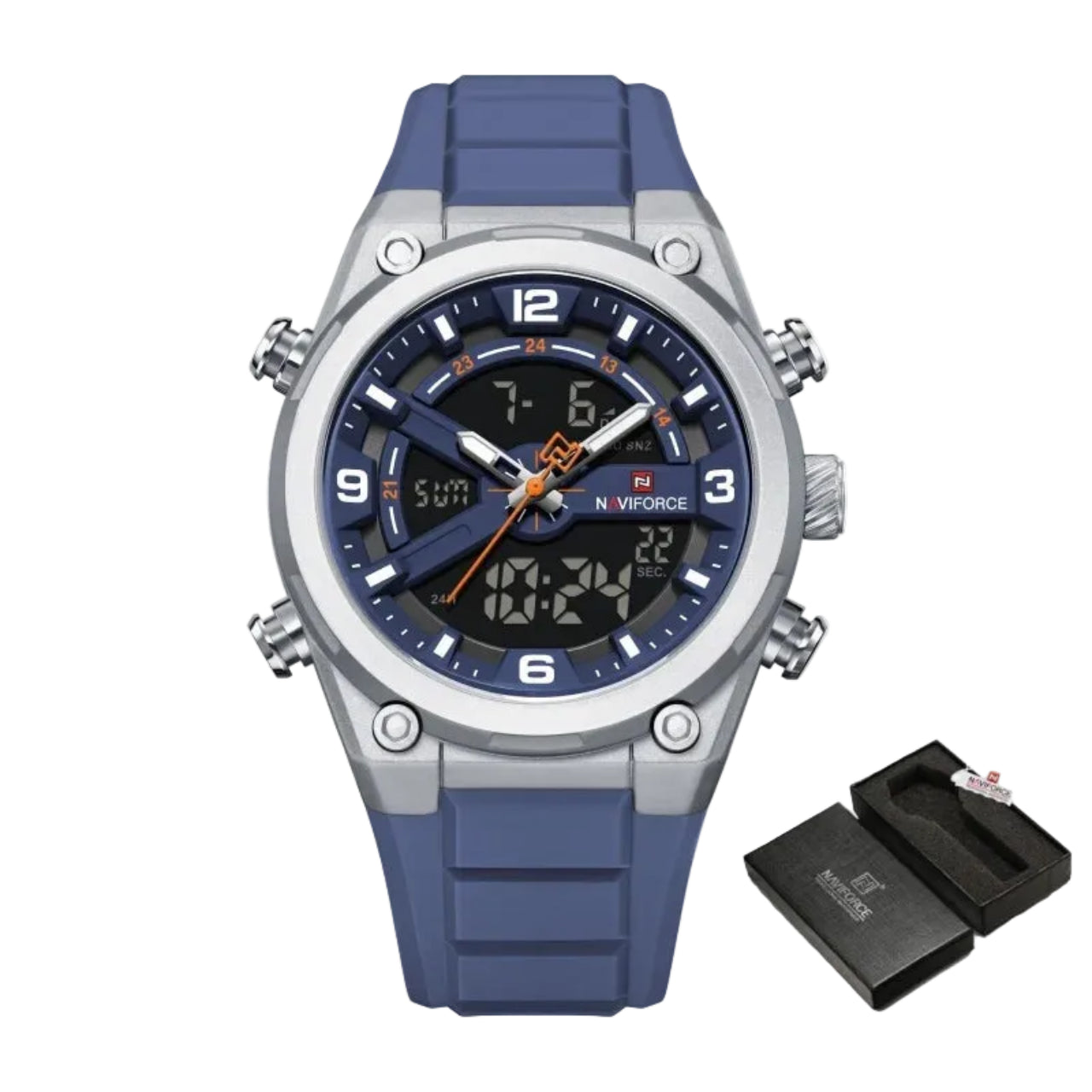 Relógio Masculino Naviforce NF9265 Dual Display Esportivo Silicone