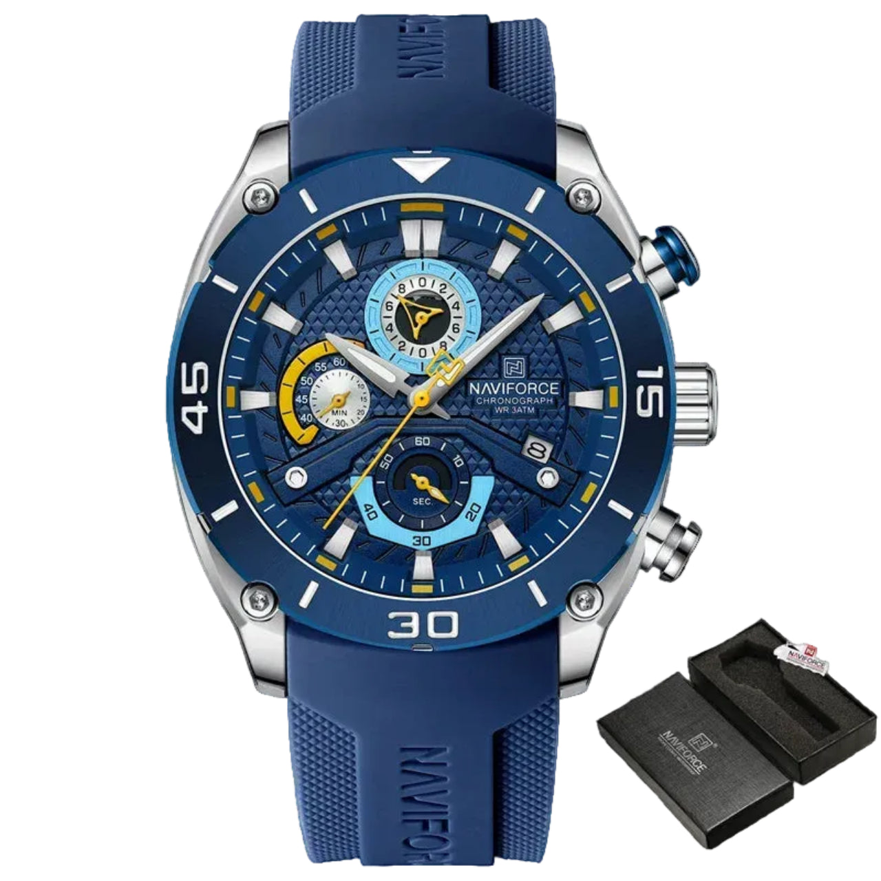 Relógio Masculino Naviforce NF8038 Quartzo Cronógrafo Silicone Luxo