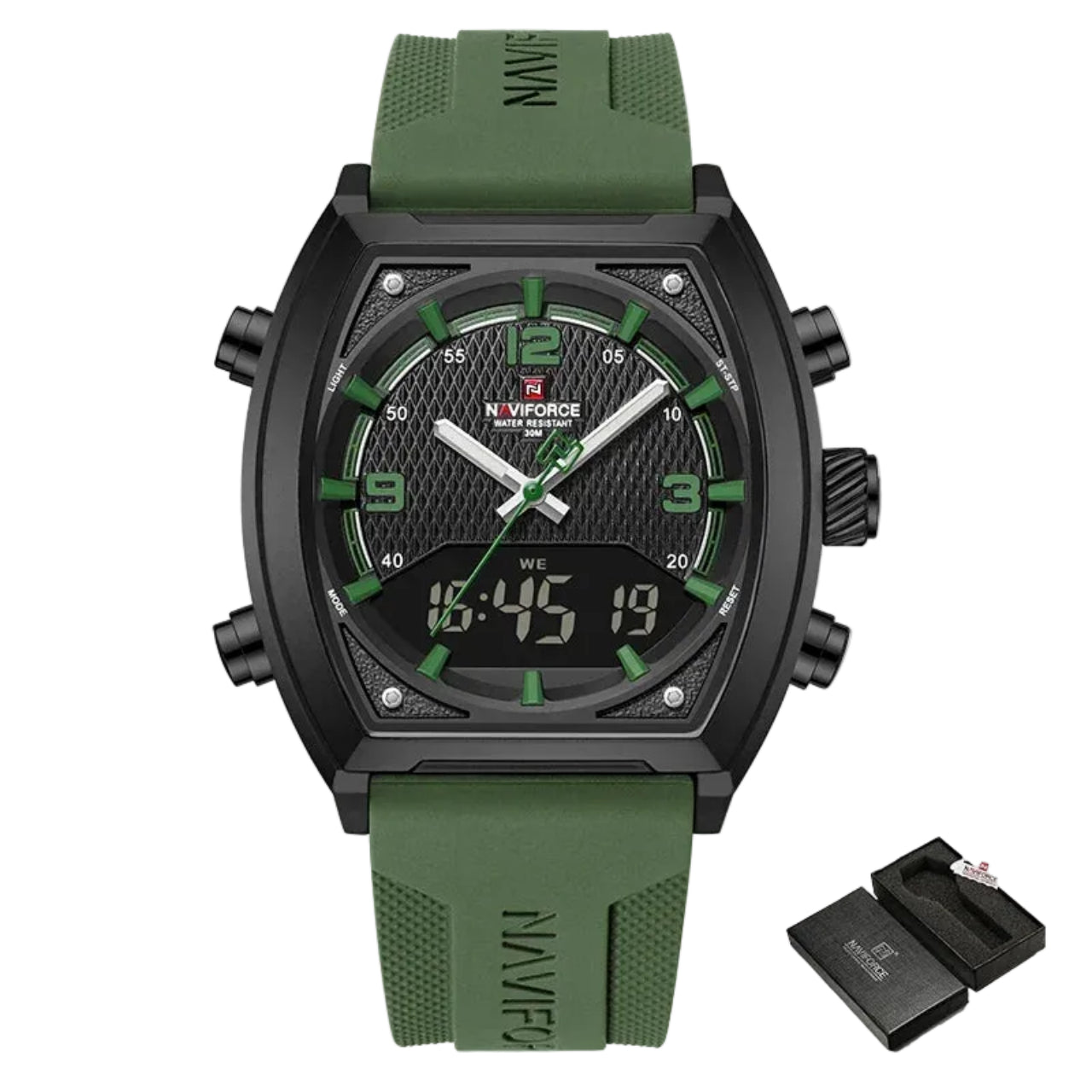 Relógio Masculino NAVIFORCE NF9242 Dual Display Quartz 43 mm Silicone