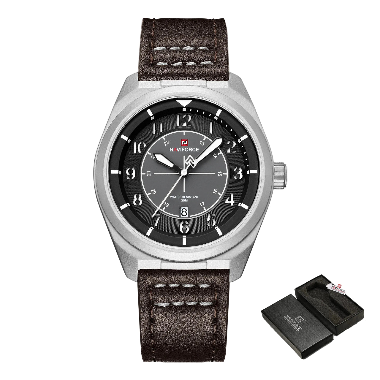 Relógio Masculino Naviforce NF9281L Quartzo Couro Legítimo Vintage