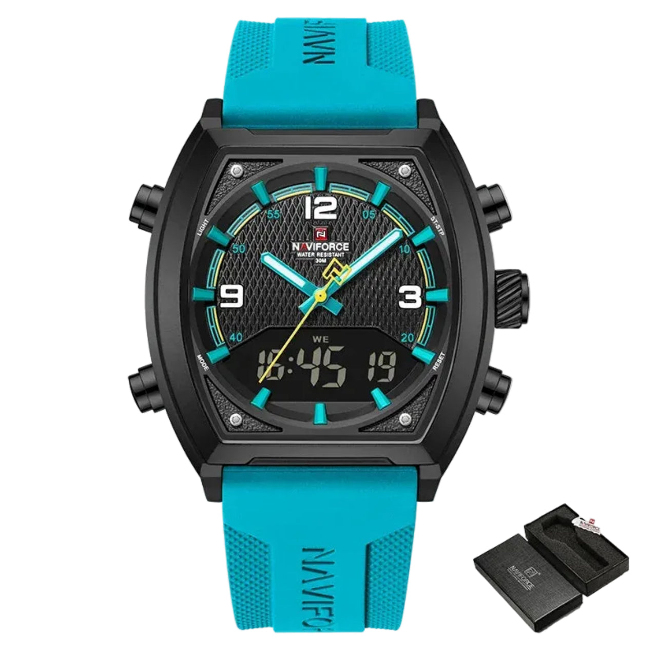 Relógio Masculino NAVIFORCE NF9242 Dual Display Quartz 43 mm Silicone