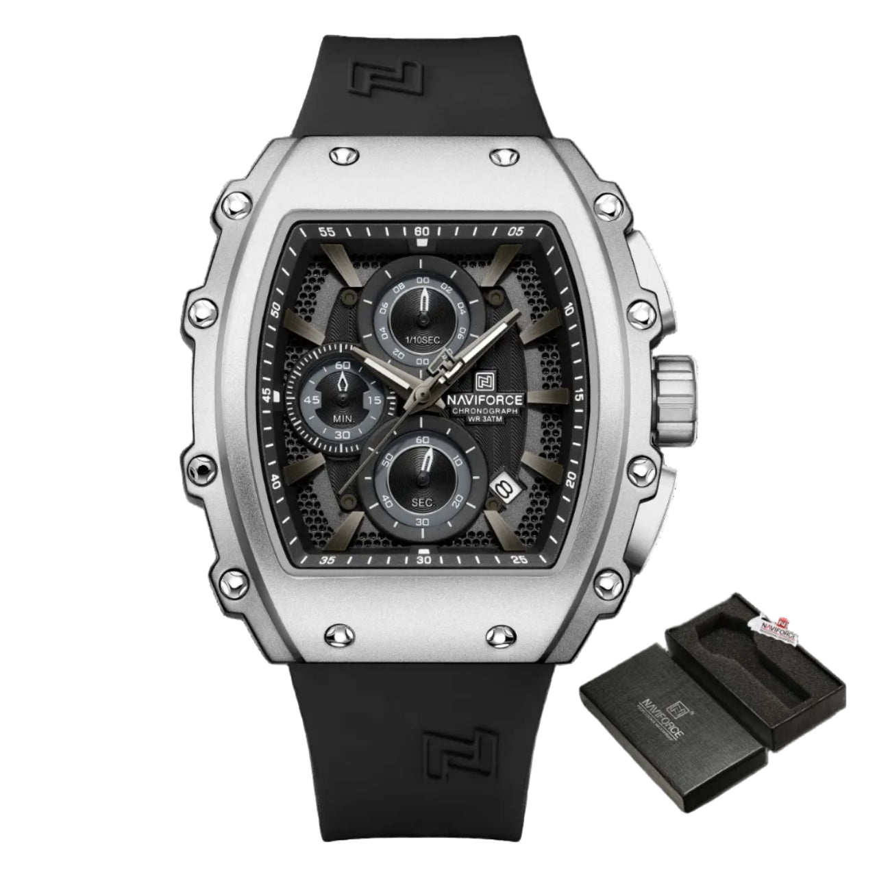 Relógio Masculino NAVIFORCE NF8070 Cronógrafo Quartz 43 mm Silicone