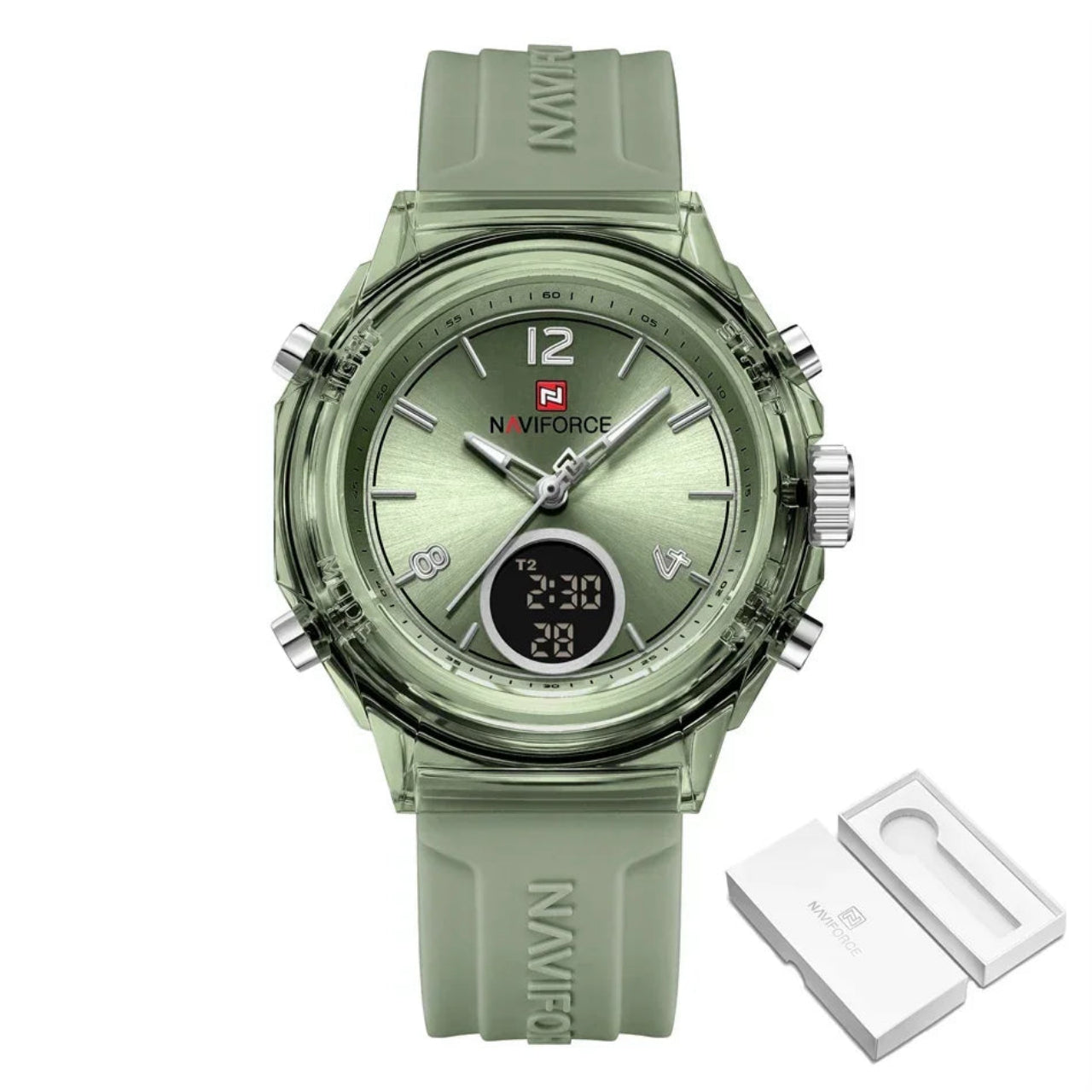 Relógio Feminino NAVIFORCE Dual Display Esportivo 35 mm