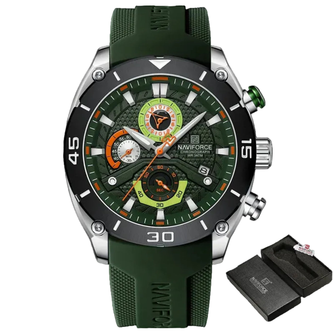 Relógio Masculino Naviforce NF8038 Quartzo Cronógrafo Silicone Luxo