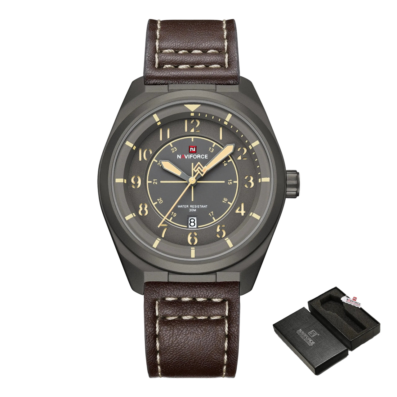 Relógio Masculino Naviforce NF9281L Quartzo Couro Legítimo Vintage