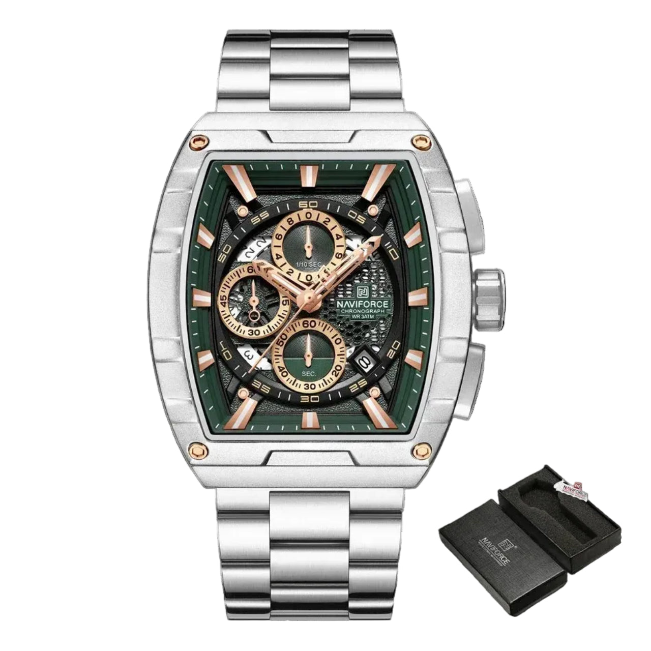 Relógio Masculino NAVIFORCE NF8066 Cronógrafo Quartz Aço Inoxidável 44 mm