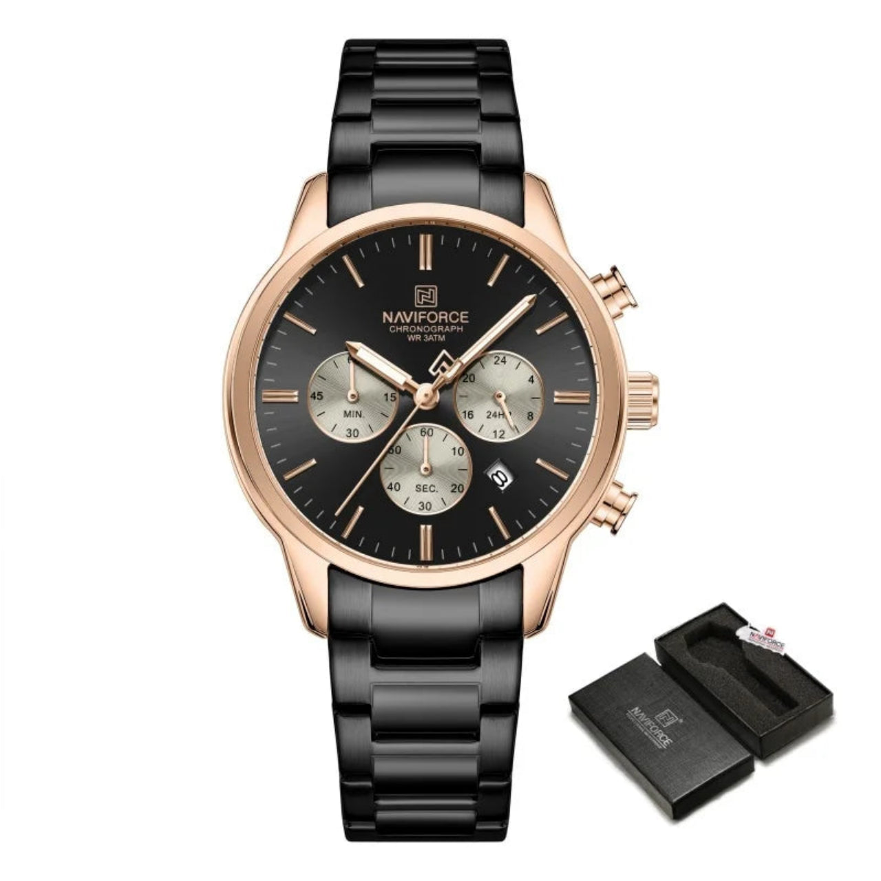 Relógio Masculino NAVIFORCE Cronógrafo Quartz Aço Inoxidável 42 mm