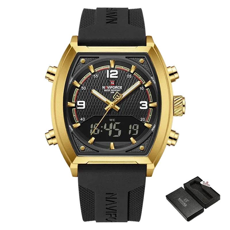 Relógio Masculino NAVIFORCE NF9242 Dual Display Quartz 43 mm Silicone