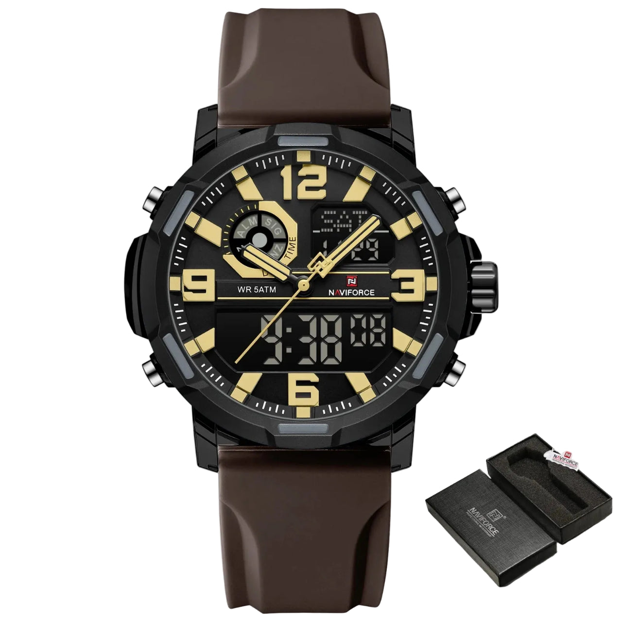 Relógio Masculino NAVIFORCE NF7130 Dual Display Esportivo 45 mm