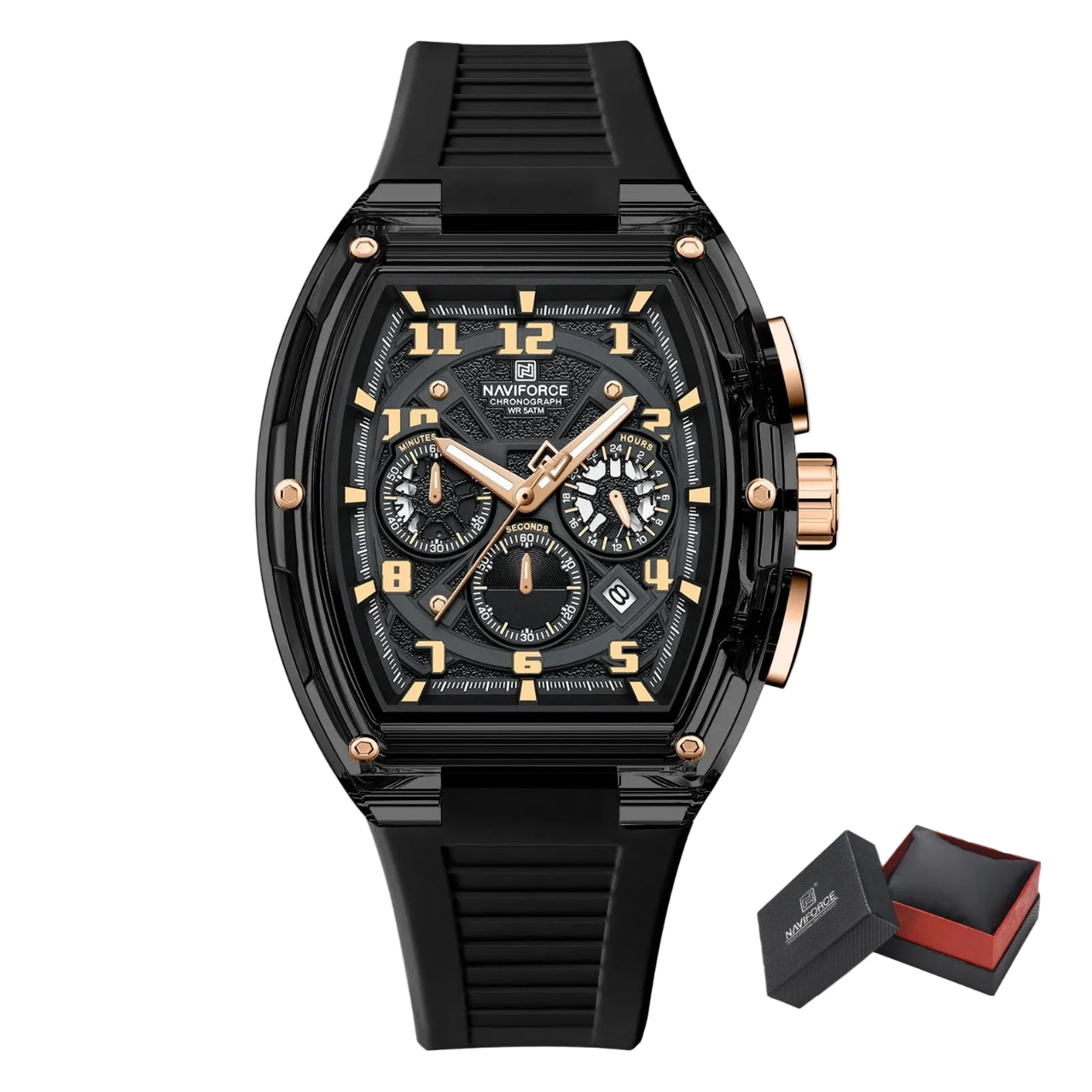 Relógio Masculino NAVIFORCE NF6118 Dual Display Esportivo 46 mm