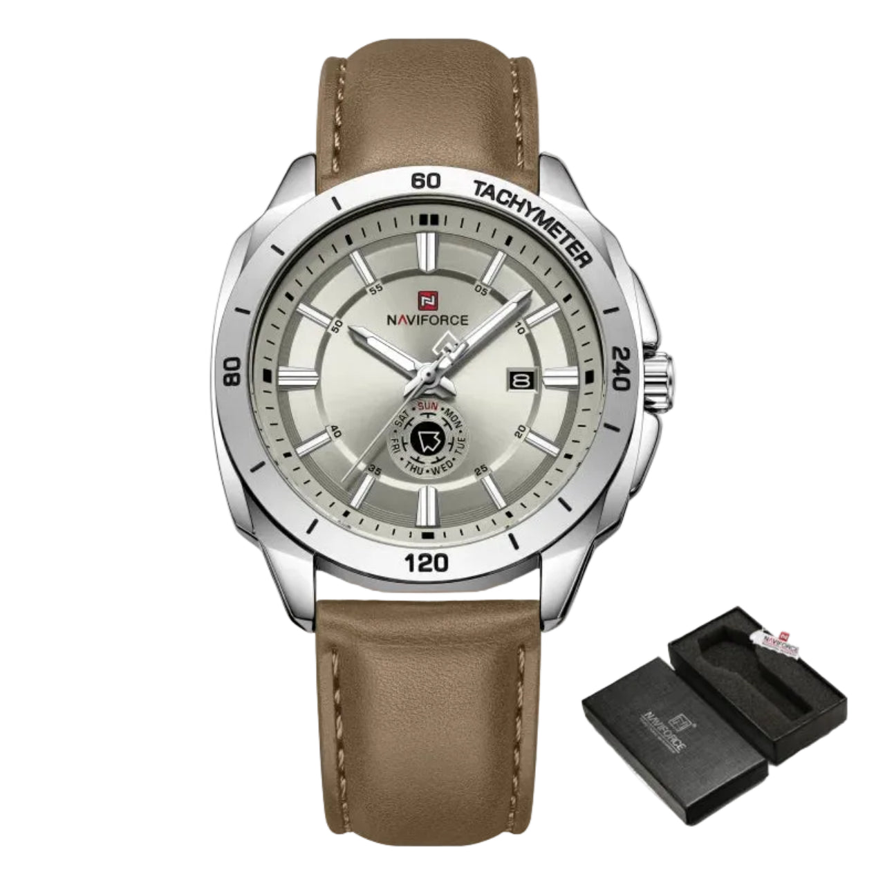 Relógio Masculino NAVIFORCE NF9269 Quartz Couro 43 mm Calendário