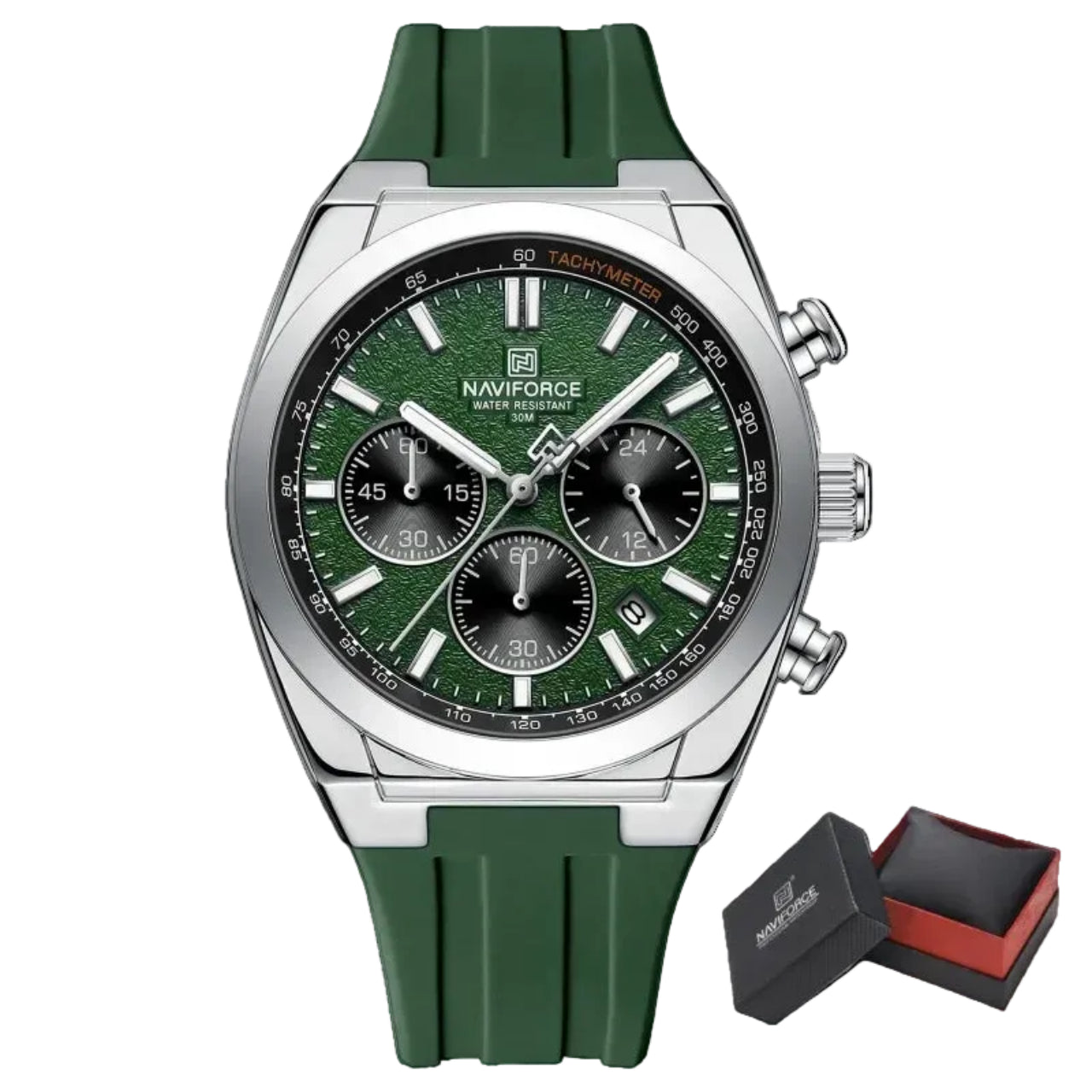 Relógio Masculino Naviforce NF8080 Quartzo Cronógrafo Silicone Esportivo