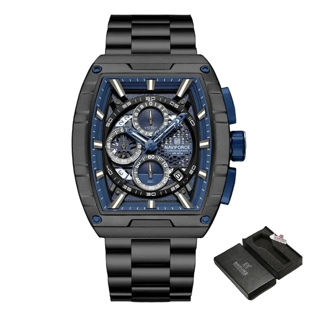 Relógio Masculino NAVIFORCE NF8066 Cronógrafo Quartz Aço Inoxidável 44 mm