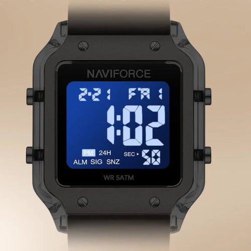Relógio Feminino Naviforce NF6105 Digital Silicone Quadrado Luxo
