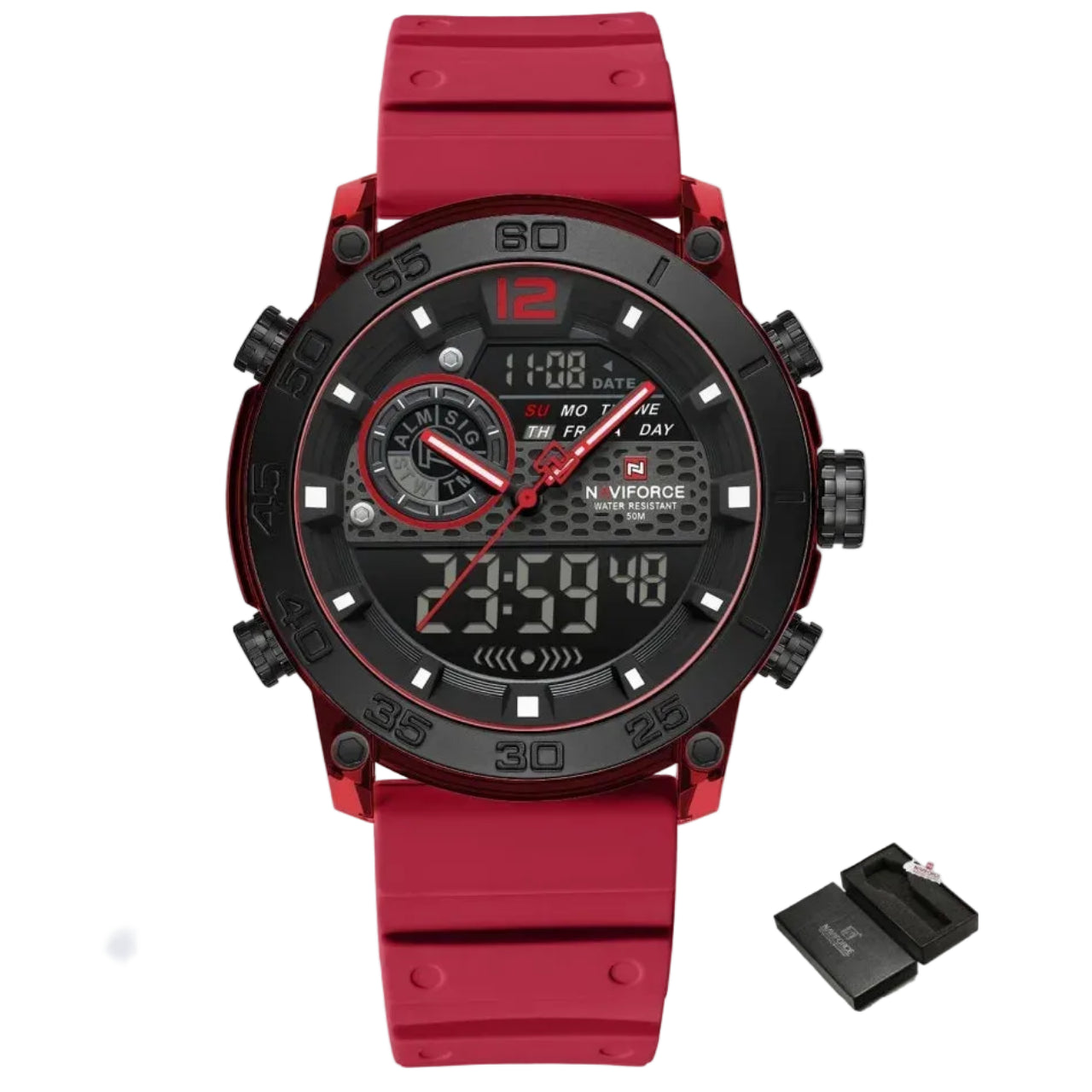 Relógio Masculino NAVIFORCE NF6104 Dual Display Esportivo 45 mm