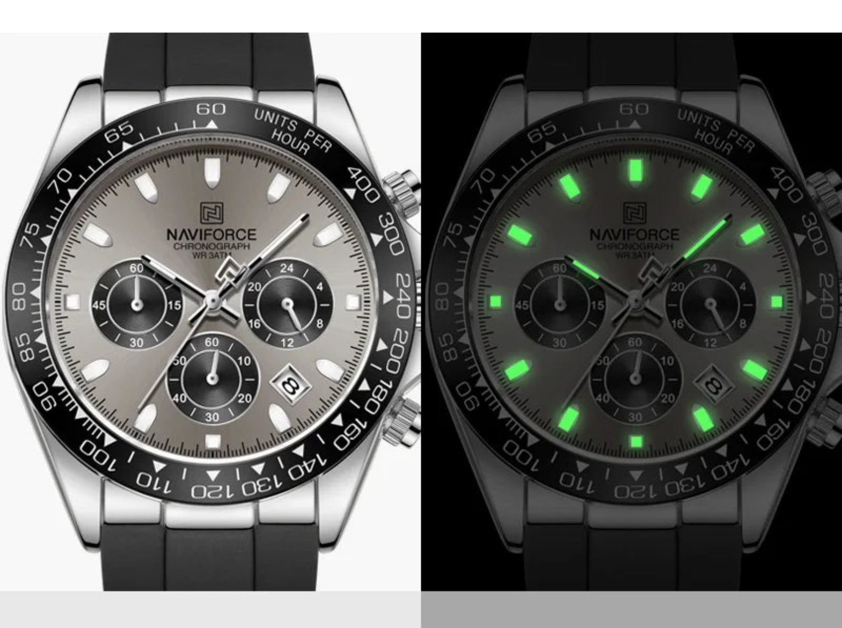 Relógio Masculino Naviforce NF8054 Quartzo Cronógrafo Silicone Luxo