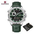 Relógio Masculino NAVIFORCE NF9262L Dual Display Couro 45 mm