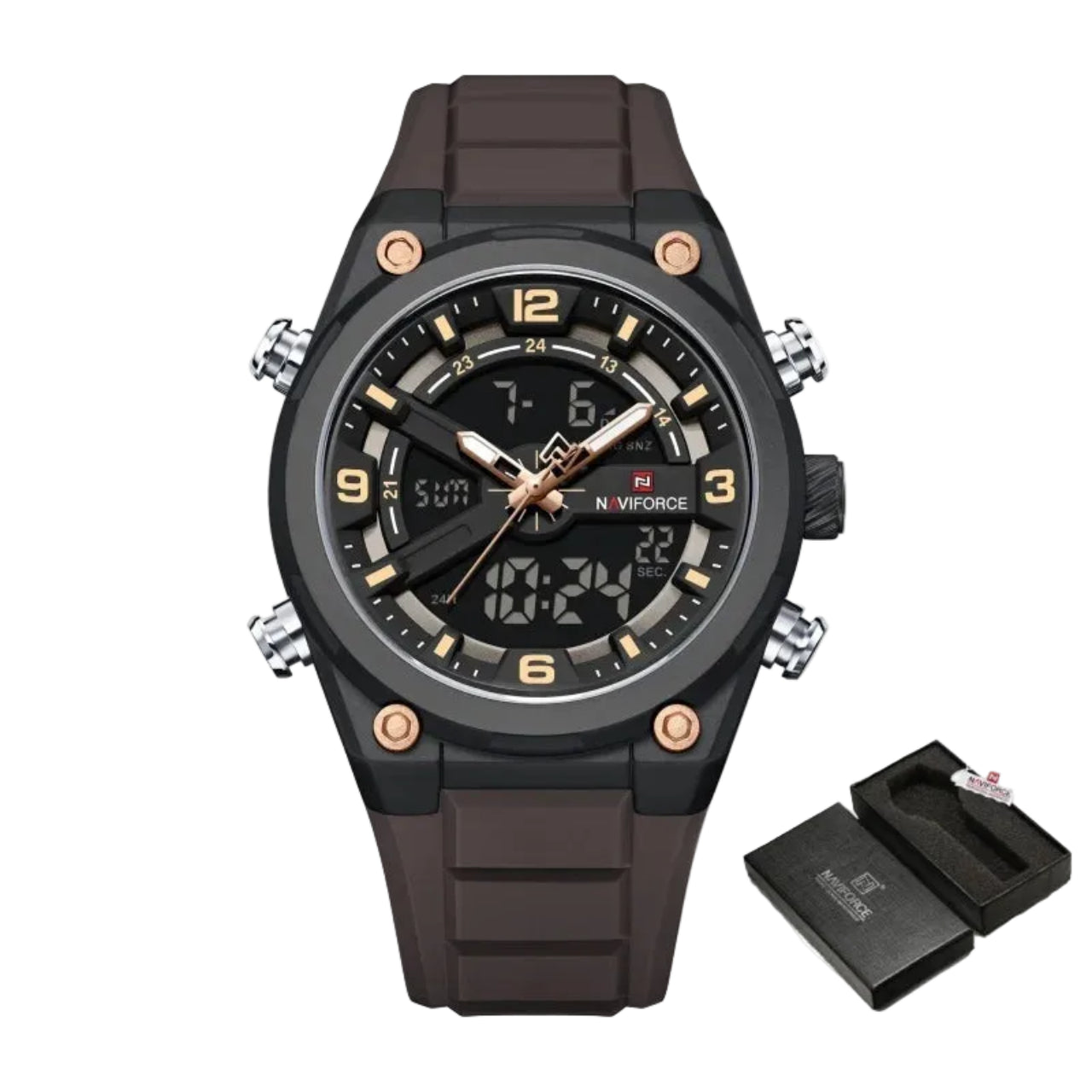 Relógio Masculino Naviforce NF9265 Dual Display Esportivo Silicone