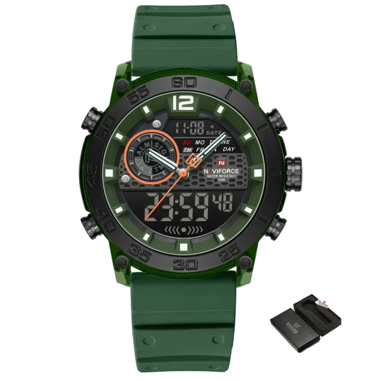 Relógio Masculino NAVIFORCE NF6104 Dual Display Esportivo 45 mm