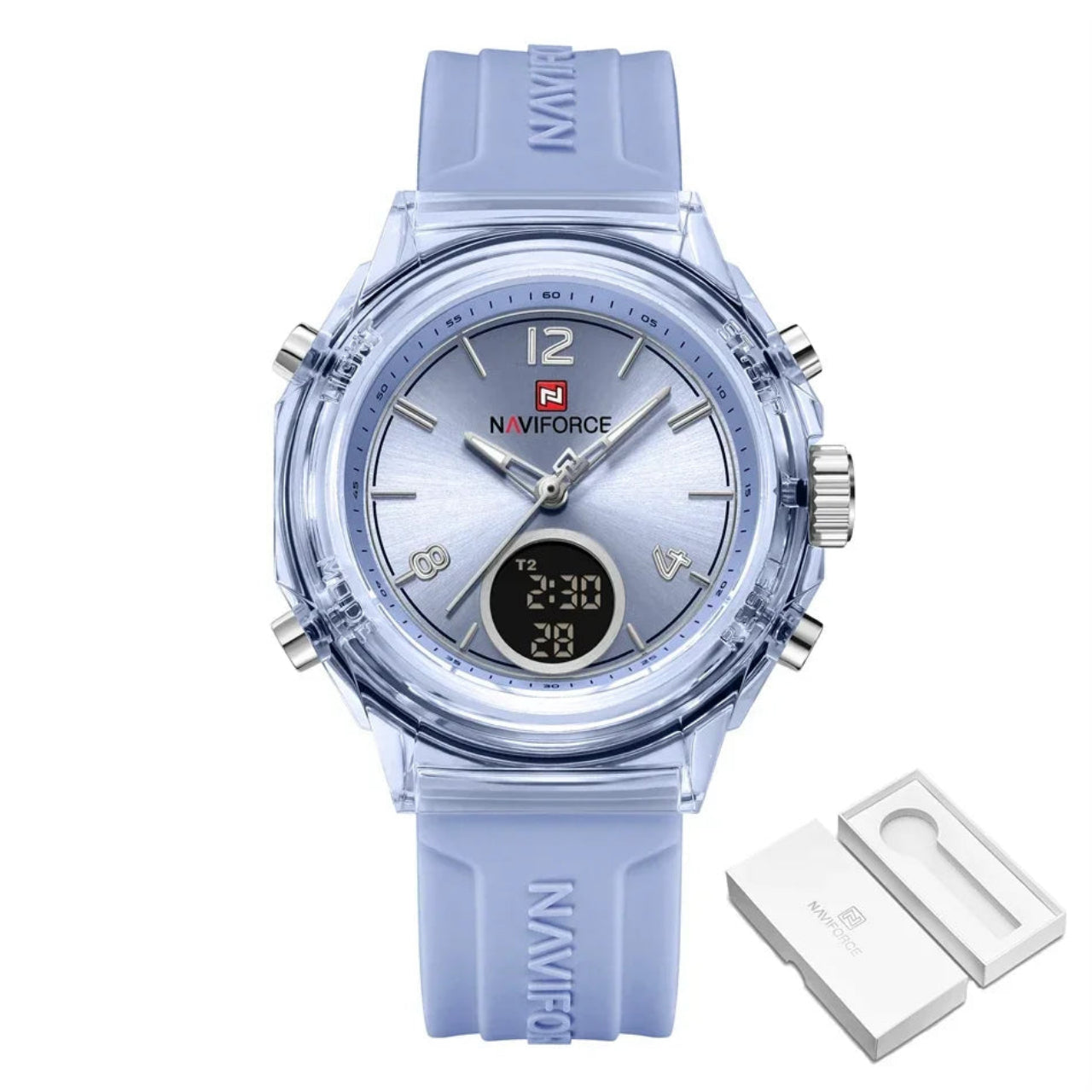 Relógio Feminino NAVIFORCE Dual Display Esportivo 35 mm