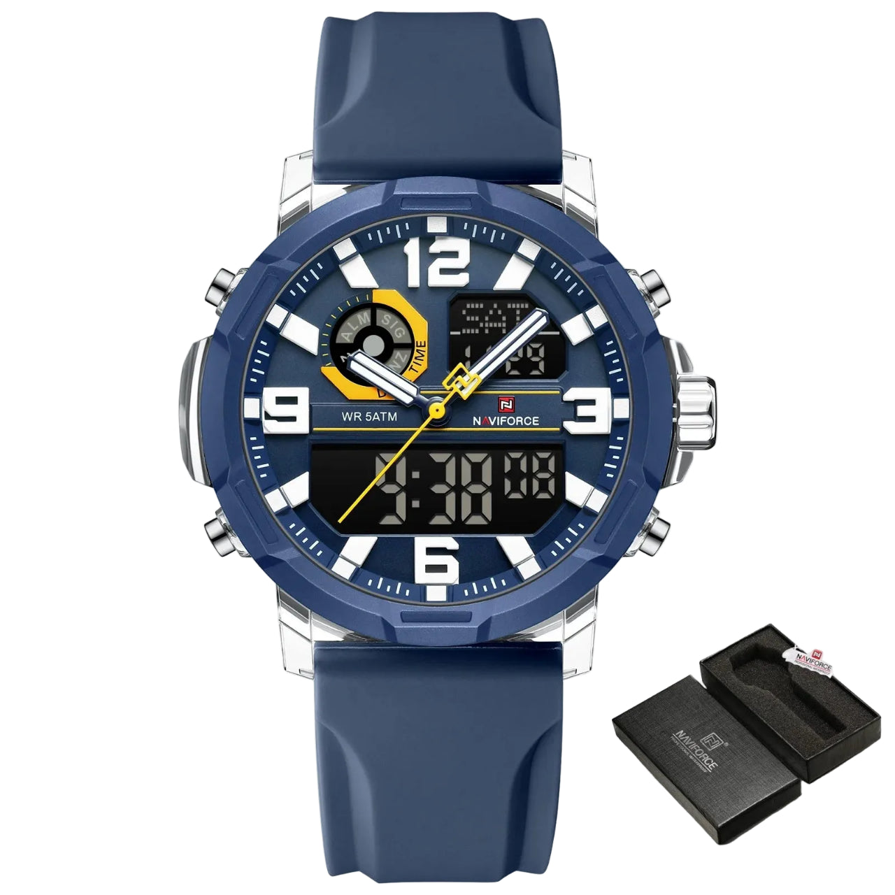Relógio Masculino NAVIFORCE NF7130 Dual Display Esportivo 45 mm