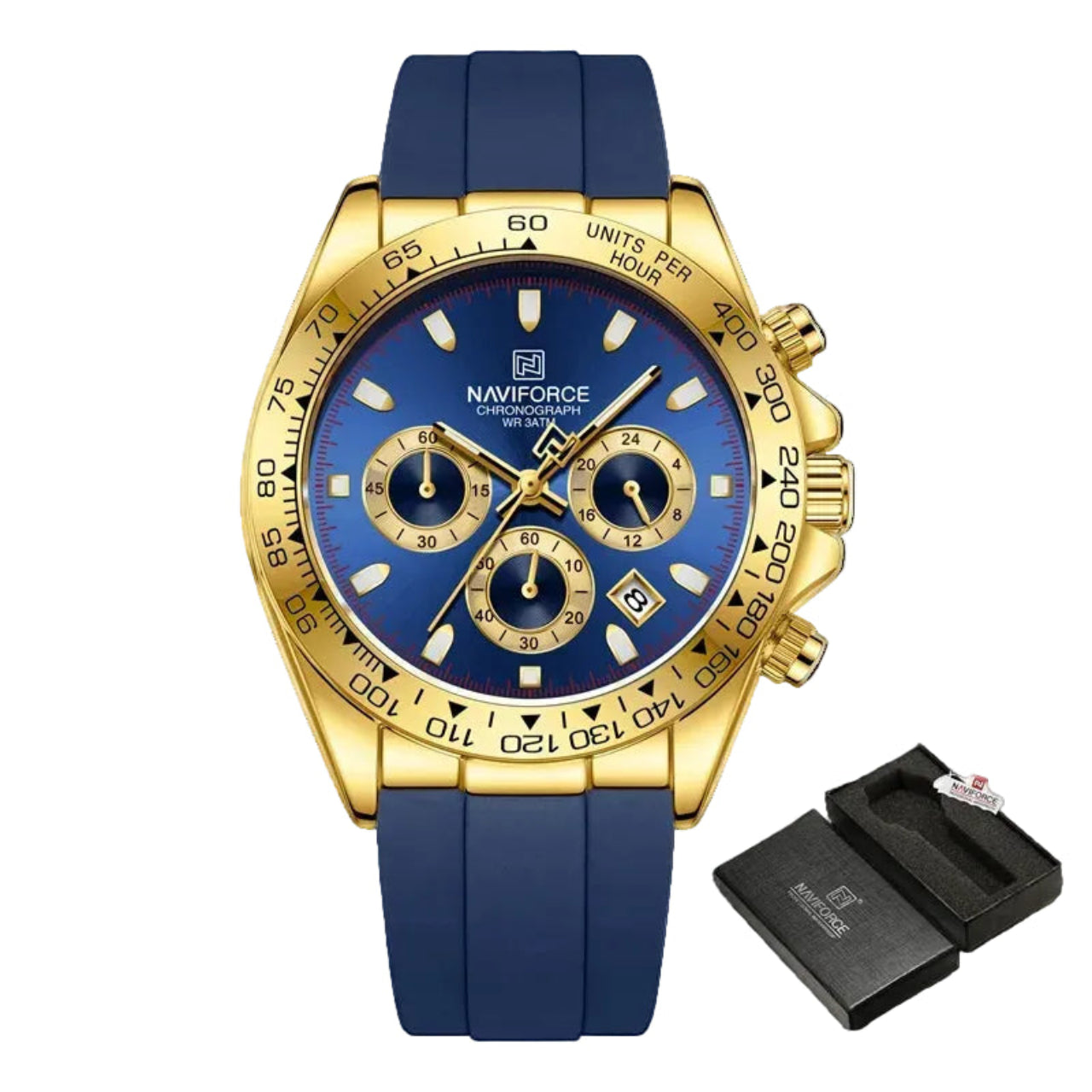 Relógio Masculino Naviforce NF8054 Quartzo Cronógrafo Silicone Luxo