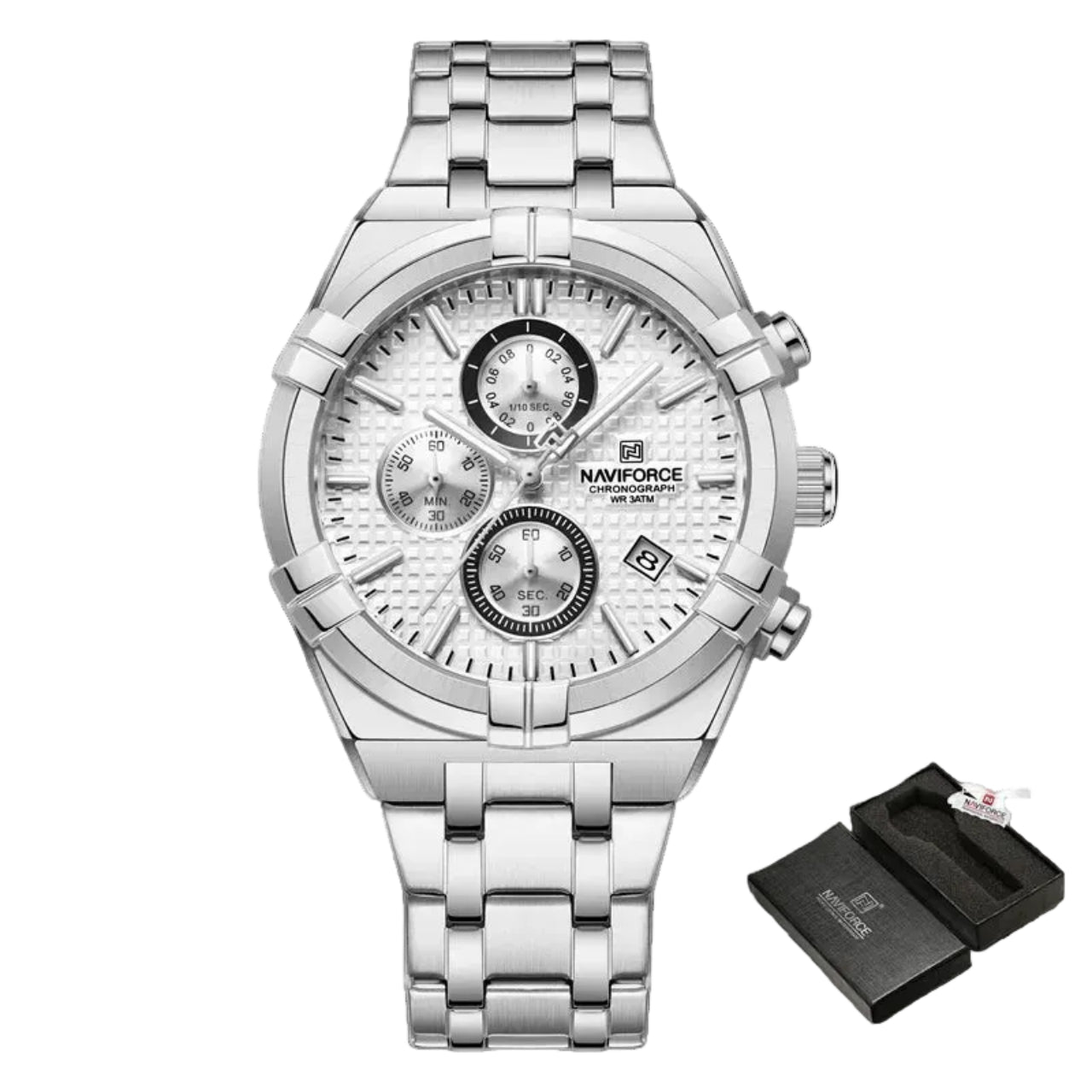 Relógio Masculino Naviforce NF8042 Quartzo Aço Inoxidável Luxo