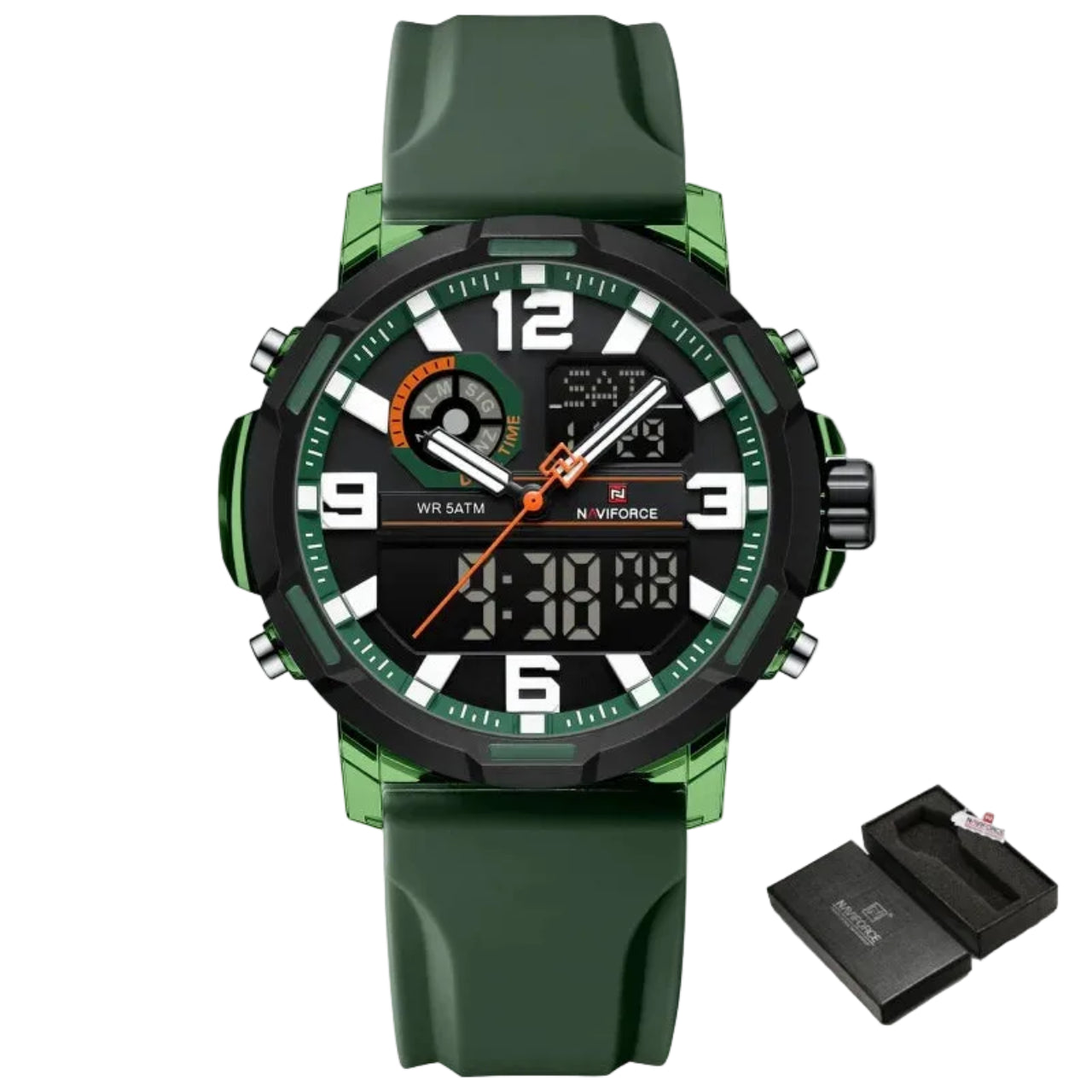 Relógio Masculino Naviforce NF7130 Dual Display Esportivo Silicone