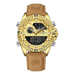 Relógio Masculino NAVIFORCE NF9262L Dual Display Couro 45 mm