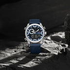 Relógio Masculino NAVIFORCE Dual Display Couro 47 mm LED