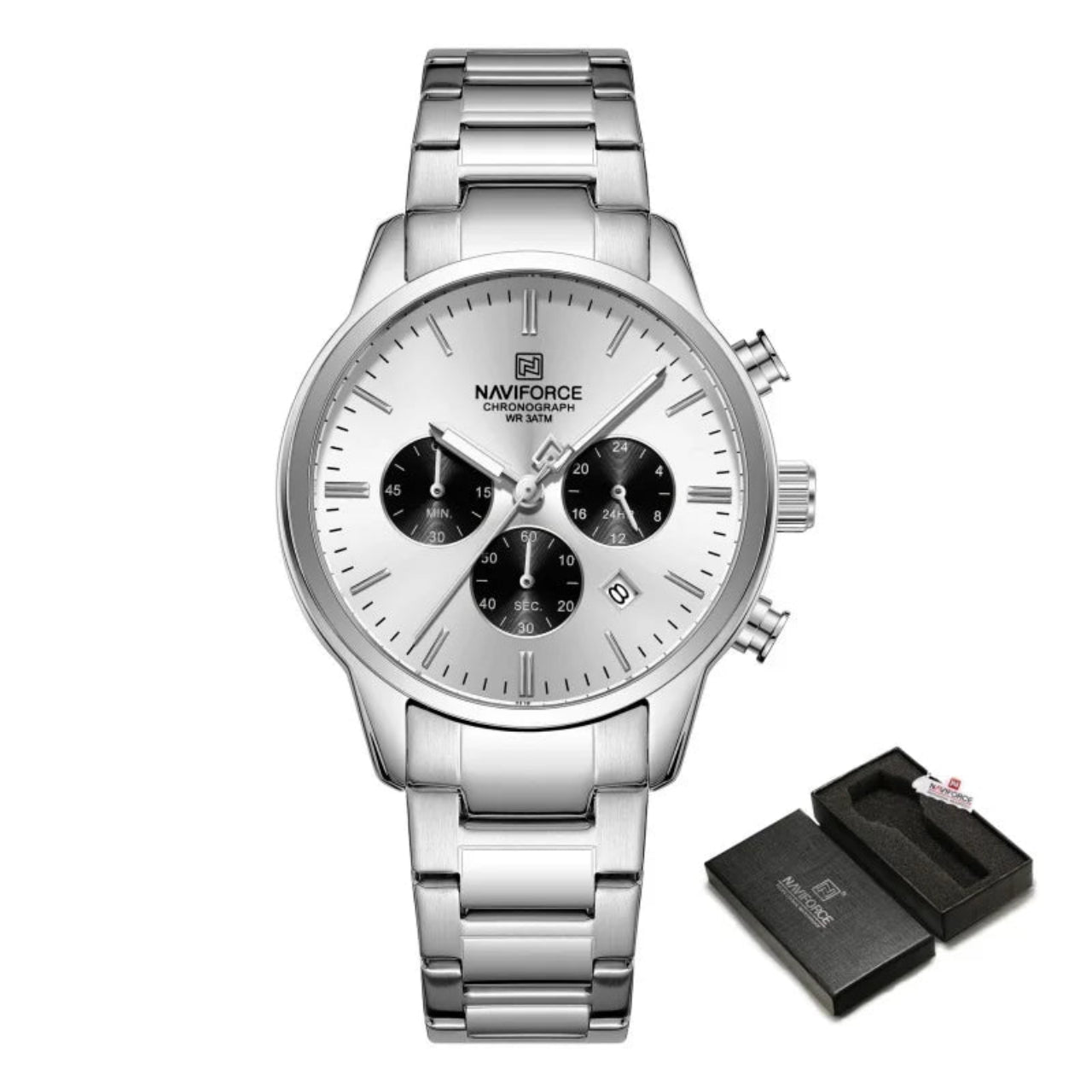 Relógio Masculino NAVIFORCE Cronógrafo Quartz Aço Inoxidável 42 mm