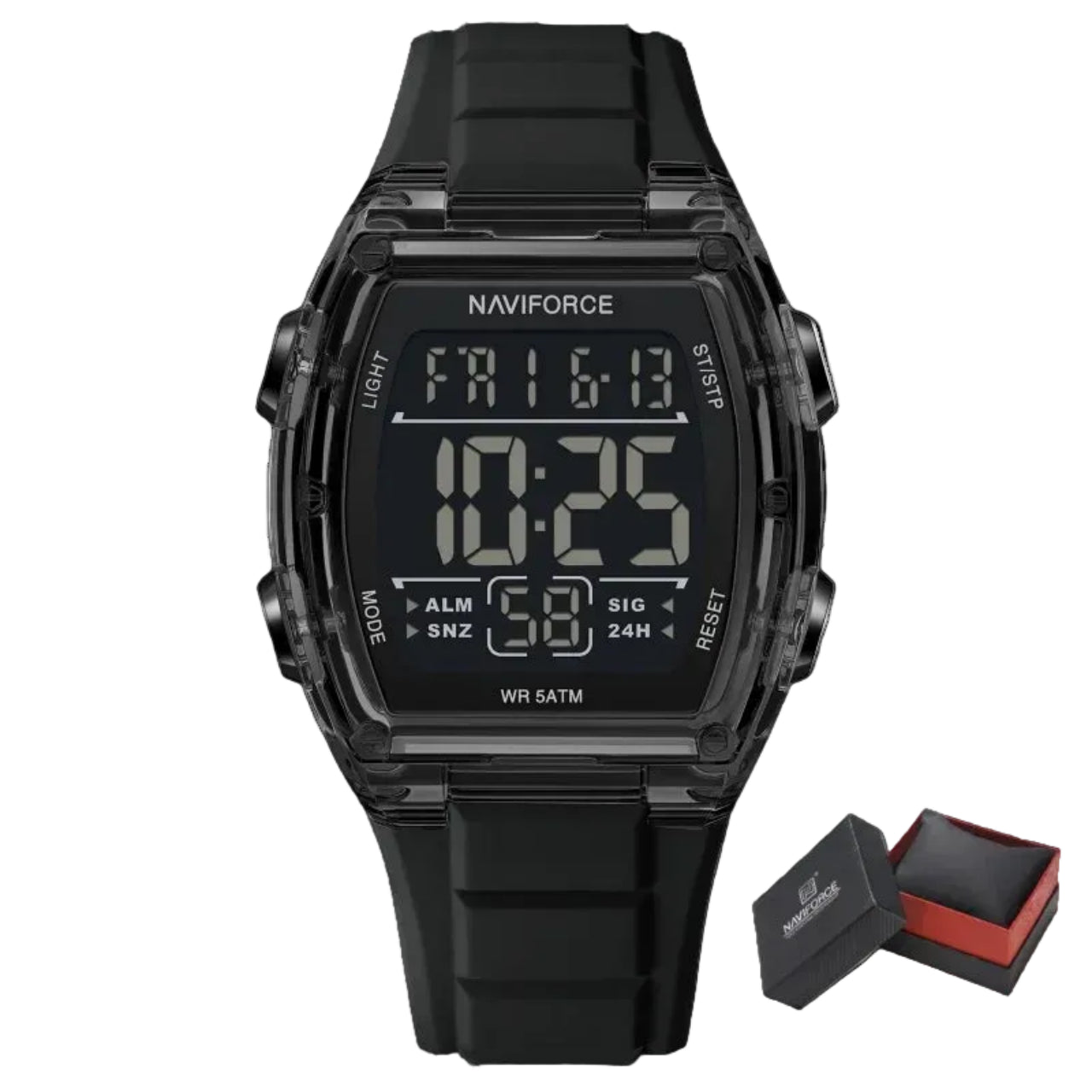 Relógio Digital Masculino NAVIFORCE NF6106 Esportivo 46 mm Silicone