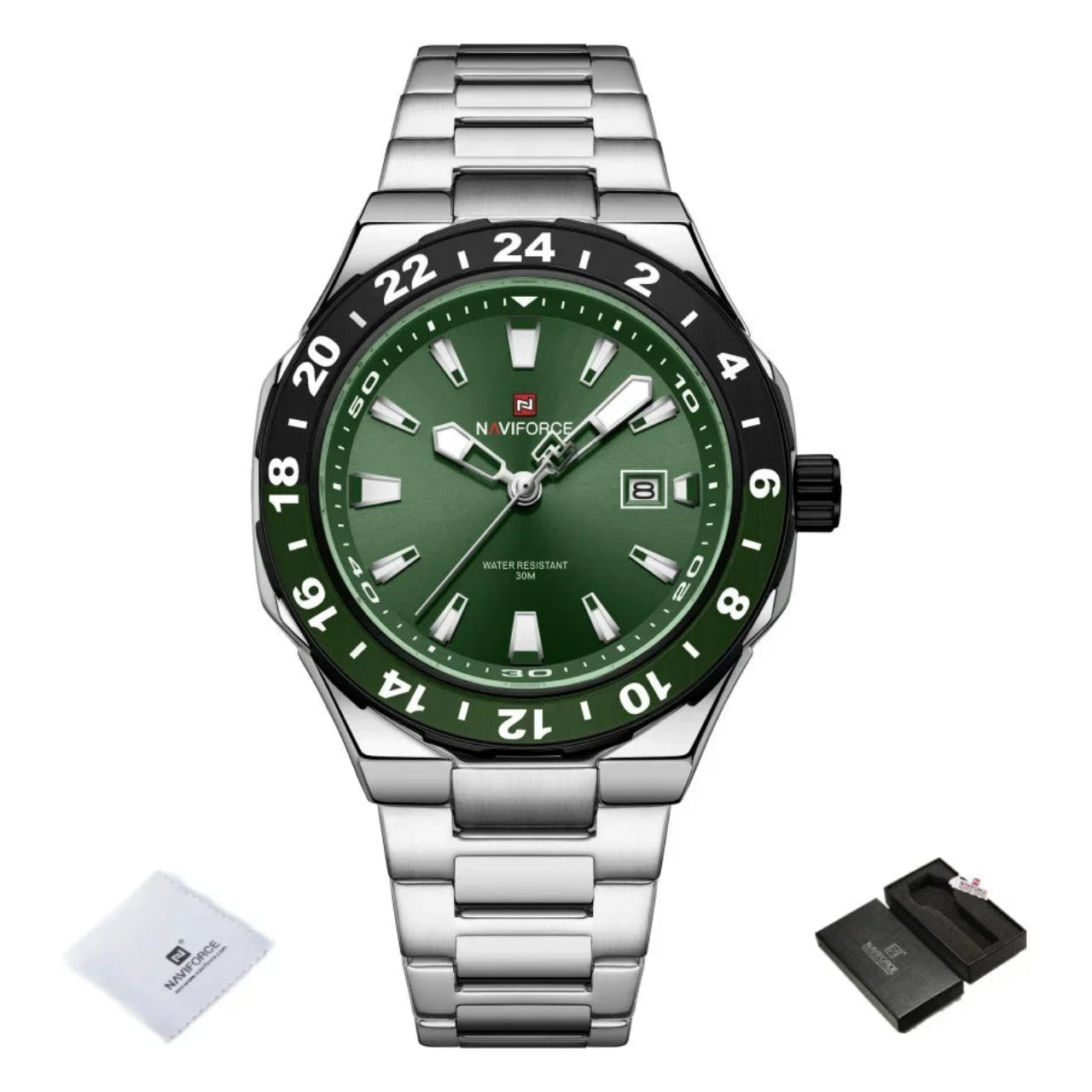 Relógio Masculino Naviforce Esportivo de Luxo em Aço Inoxidável