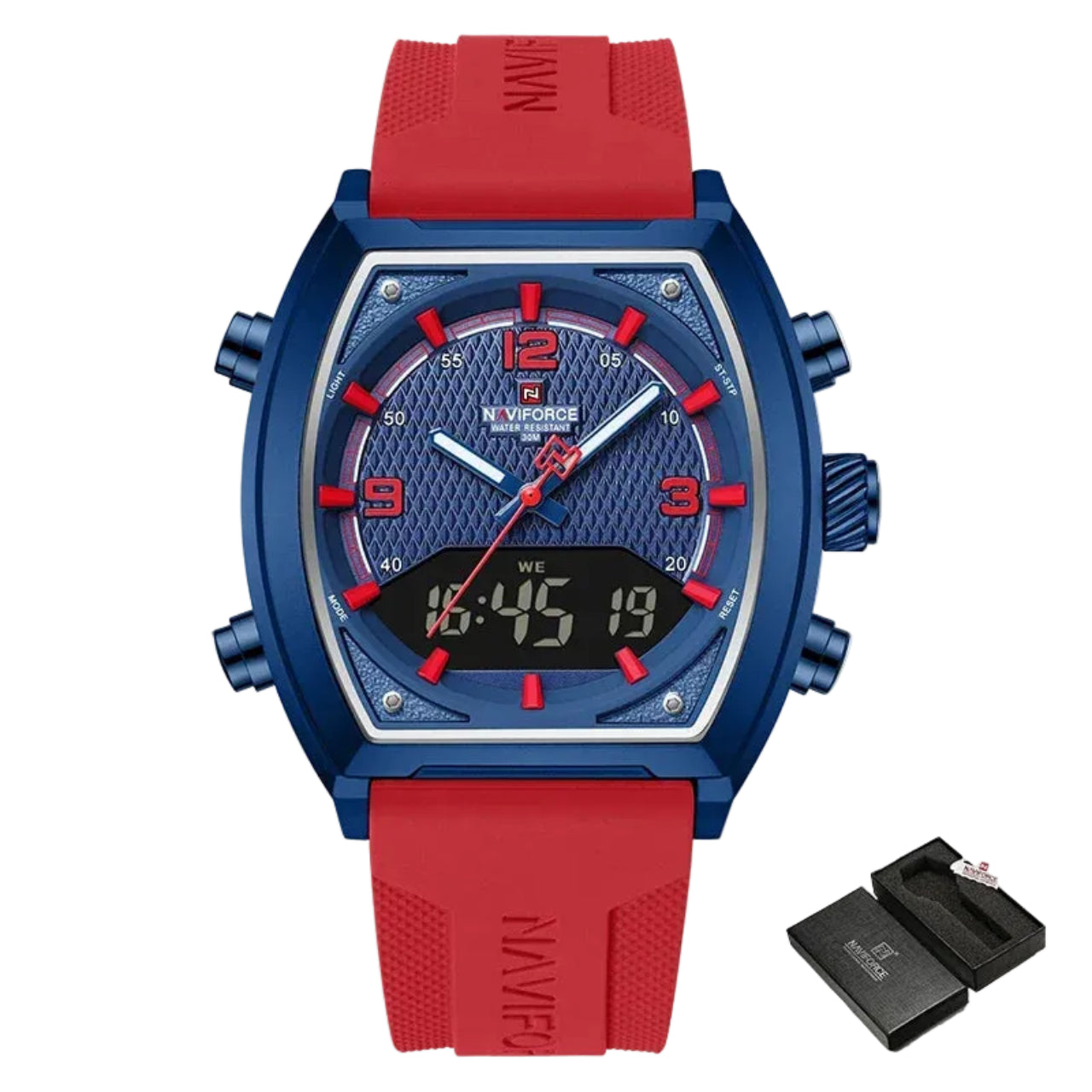Relógio Masculino NAVIFORCE NF9242 Dual Display Quartz 43 mm Silicone