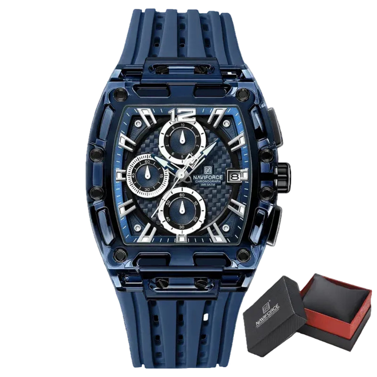 Relógio Masculino NAVIFORCE NF7105 Cronógrafo Quartz Silicone 42 mm