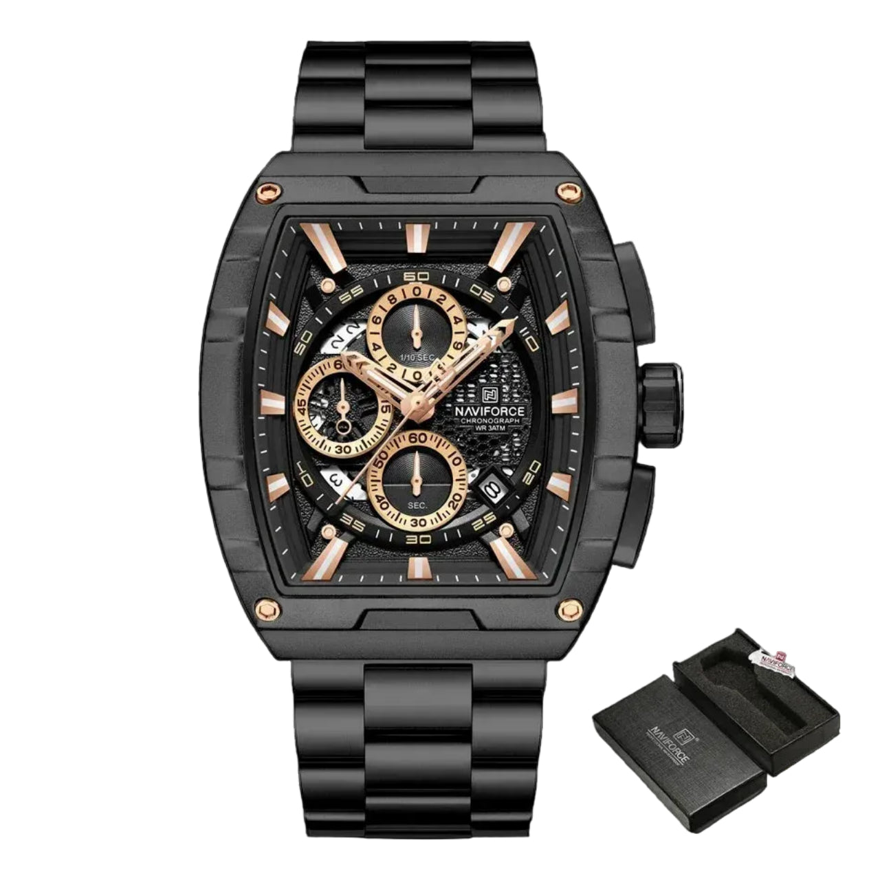 Relógio Masculino NAVIFORCE NF8066 Cronógrafo Quartz Aço Inoxidável 44 mm