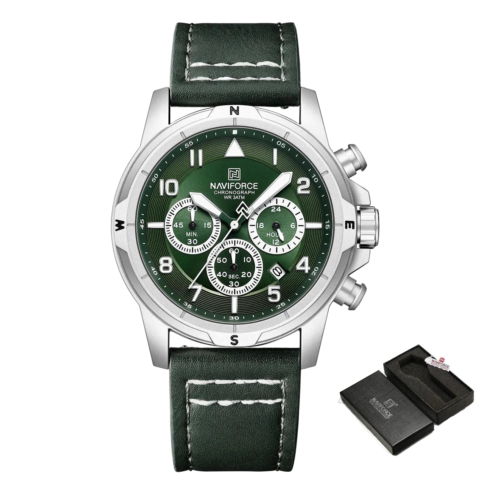Relógio Masculino Naviforce NF8077 Quartzo Couro Legítimo Vintage