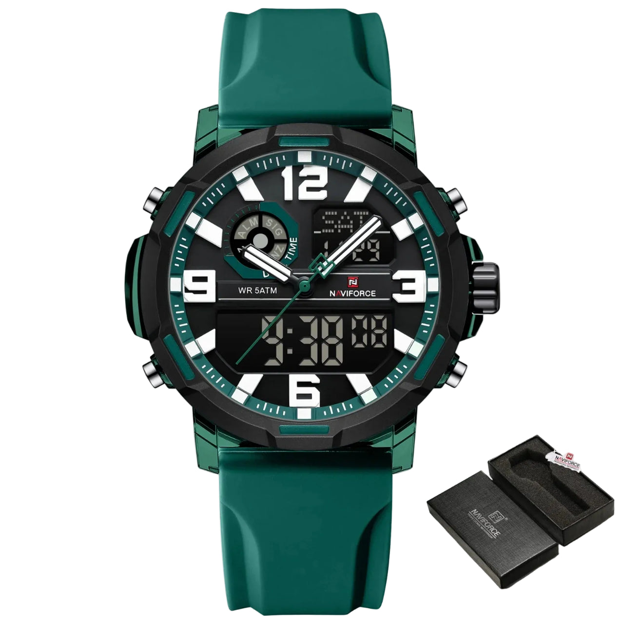 Relógio Masculino NAVIFORCE NF7130 Dual Display Esportivo 45 mm