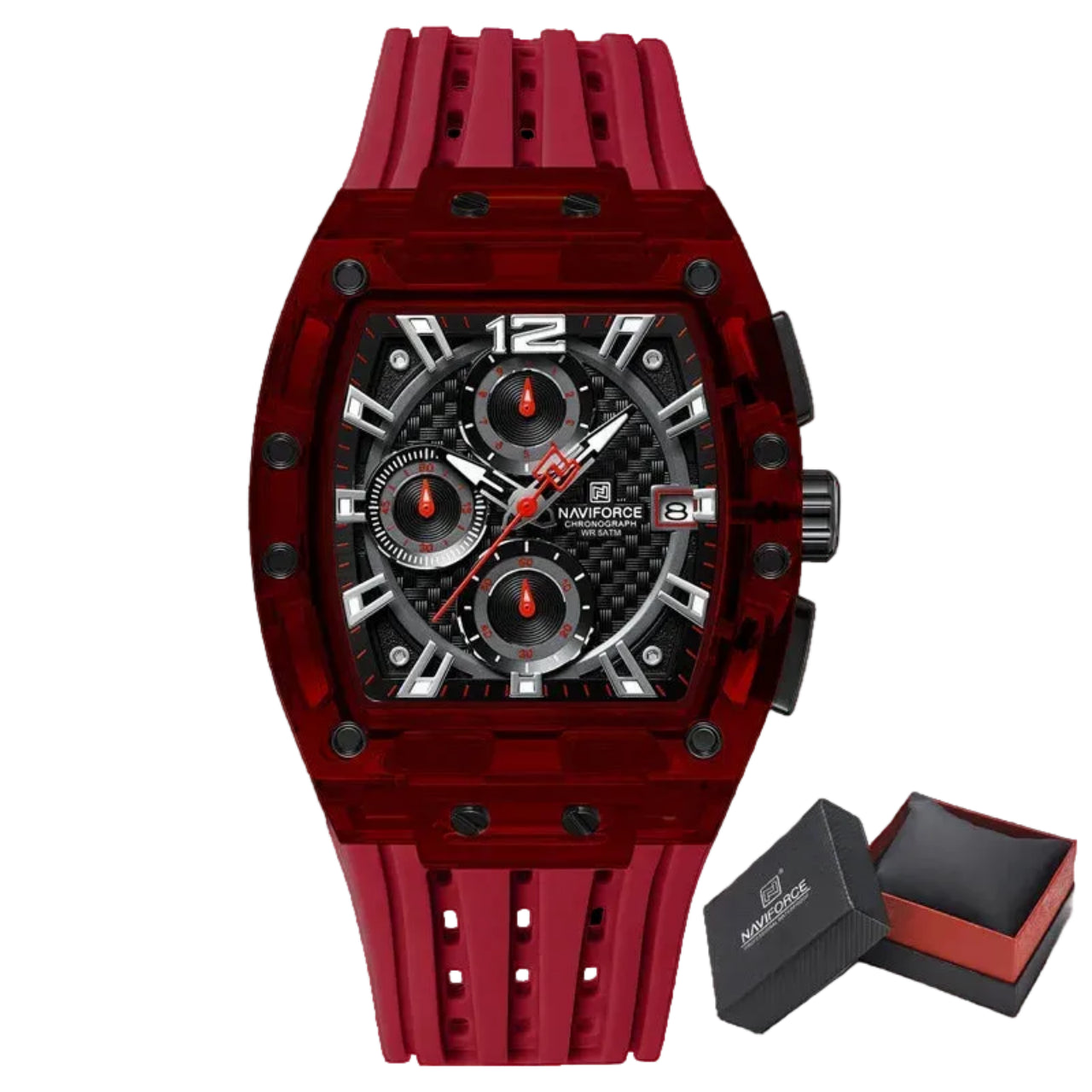 Relógio Masculino NAVIFORCE NF7105 Cronógrafo Quartz Silicone 42 mm