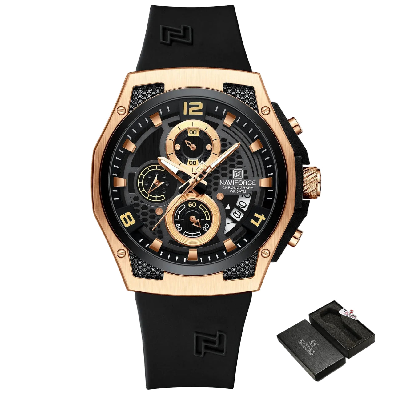 Relógio Masculino Naviforce NF8049 Quartzo Cronógrafo Aço Inoxidável