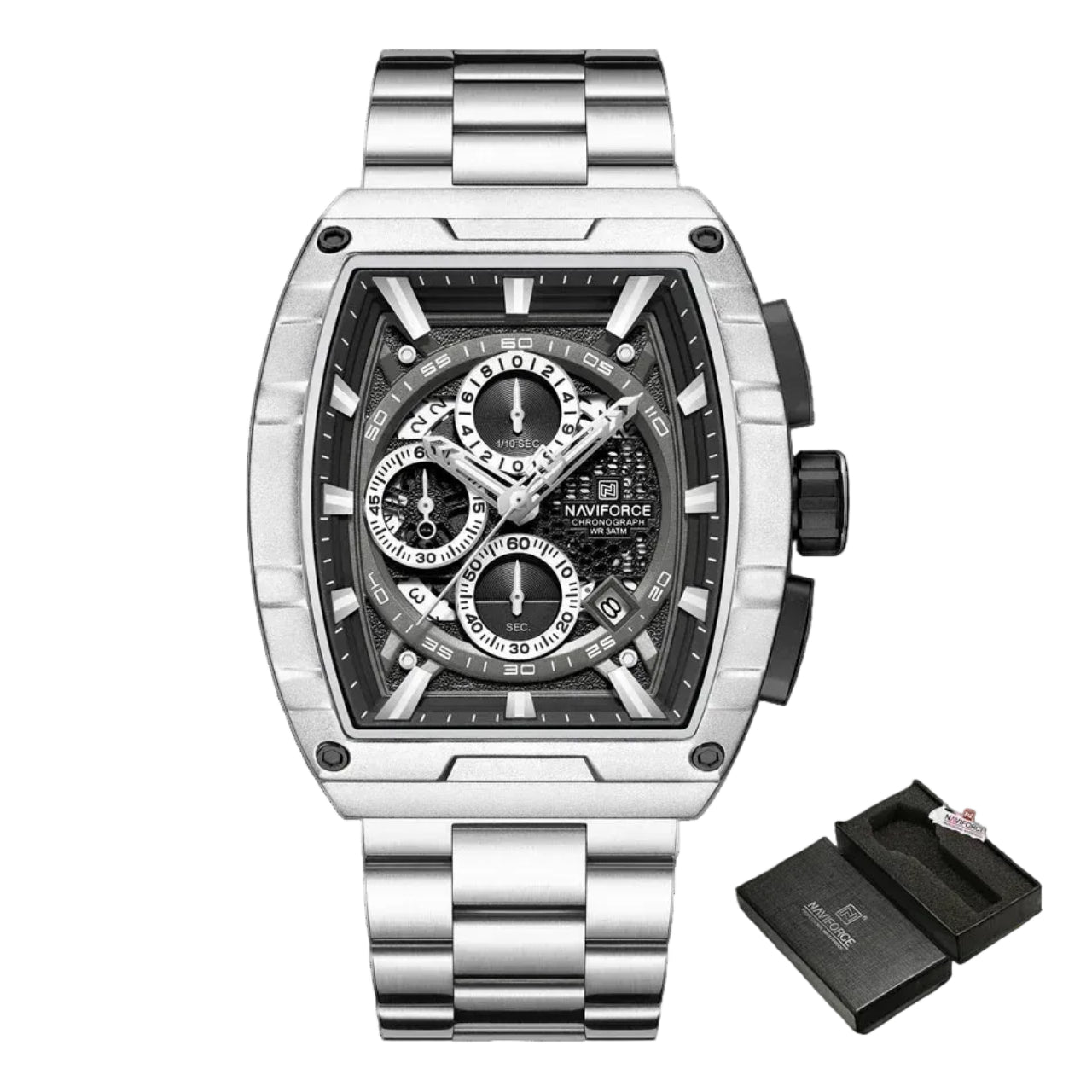 Relógio Masculino NAVIFORCE NF8066 Cronógrafo Quartz Aço Inoxidável 44 mm