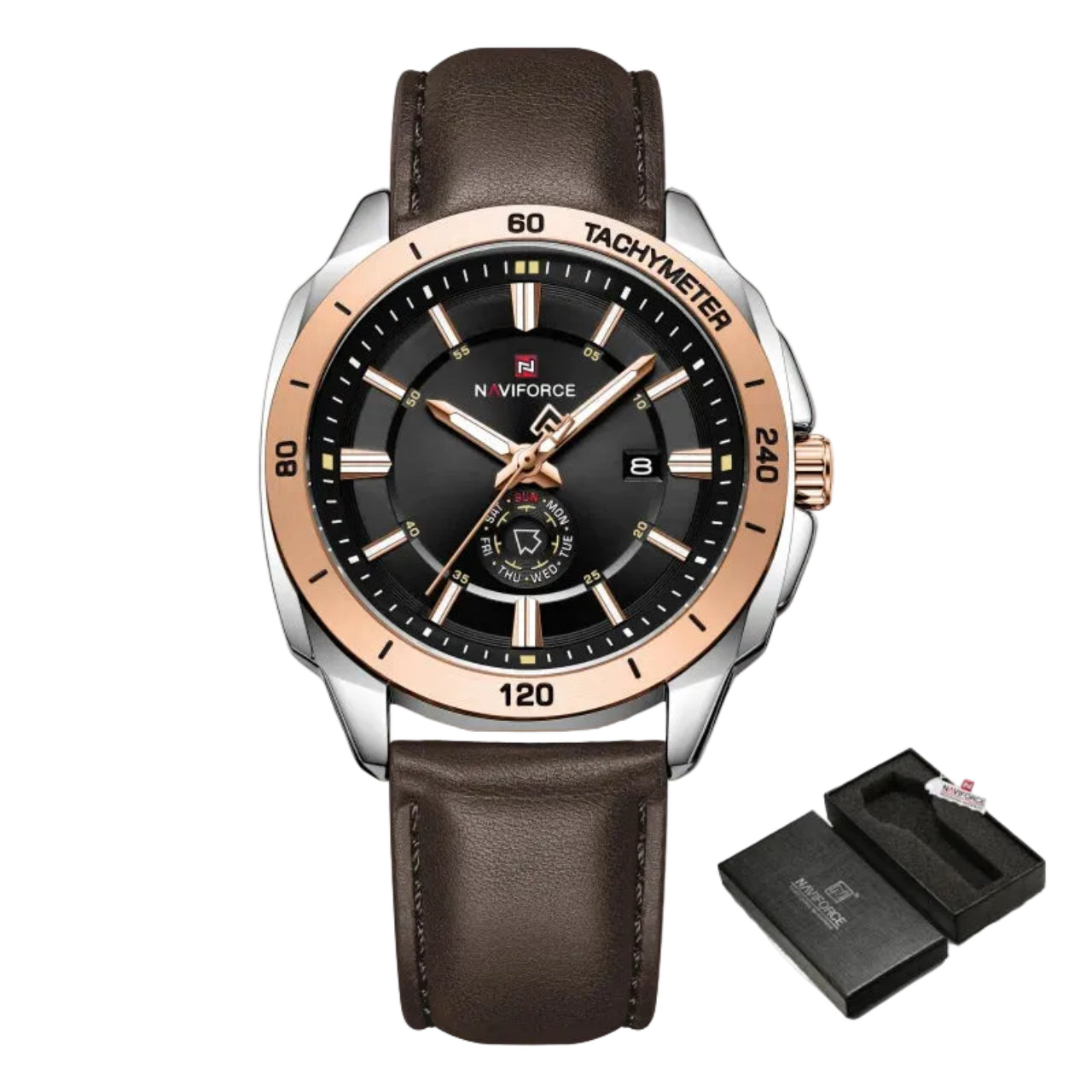 Relógio Masculino NAVIFORCE NF9269 Quartz Couro 43 mm Calendário