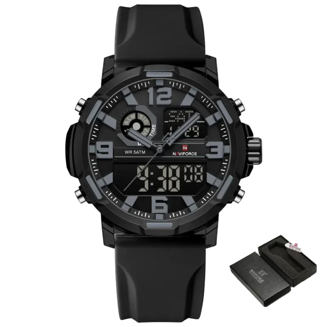 Relógio Masculino Naviforce NF7130 Dual Display Esportivo Silicone